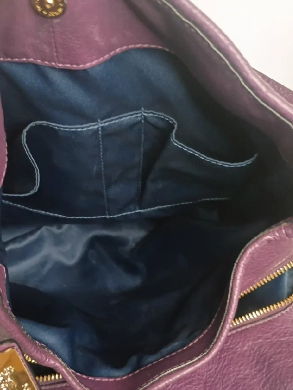 Coach Madison Purple Leather Double Handles 3 Compartments Shoulder Bag
